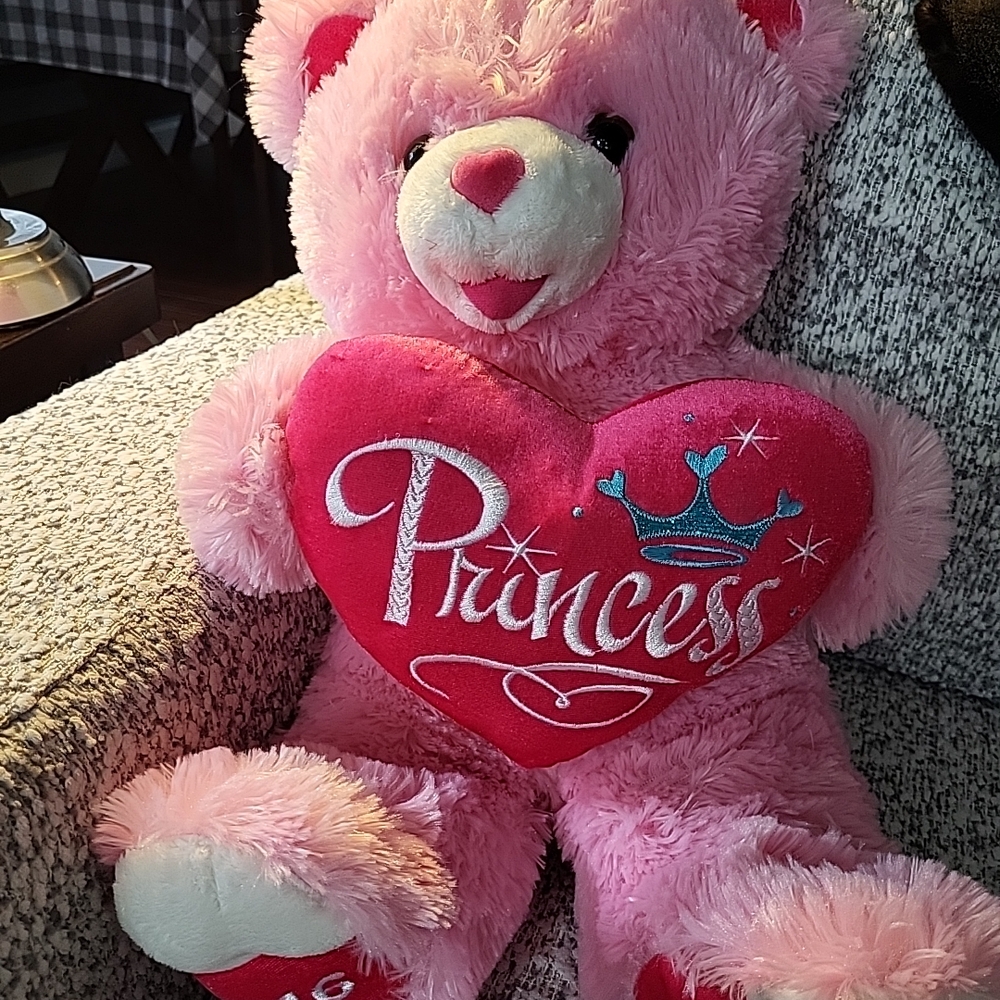 Dan Dee Pink & White Bear 2016, 19" Princess Heart Plush Stuffed Animal